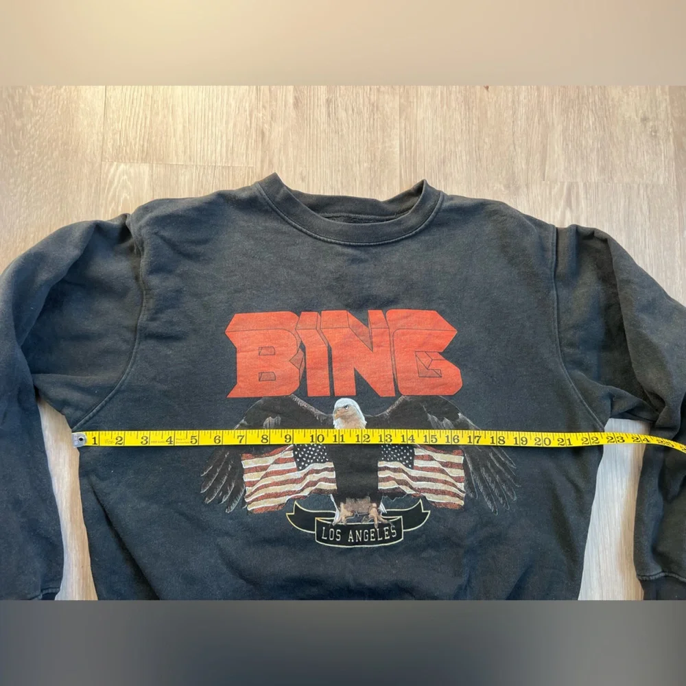 Anine Bing LA XS USA Eagle Flag Graphic Charcoal Sweatshirt oversized cotton - Picture 4 of 7